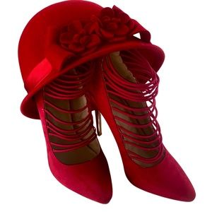 Charlotte Russe Red Pumps (S8) & Angela William Hat, 2 for 1 Valentine Special.